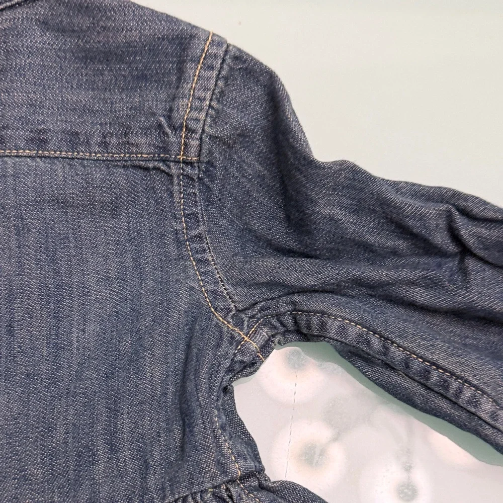 Ralph Lauren Girls Denim Shirt Dress in Blue with Embroidered Pony